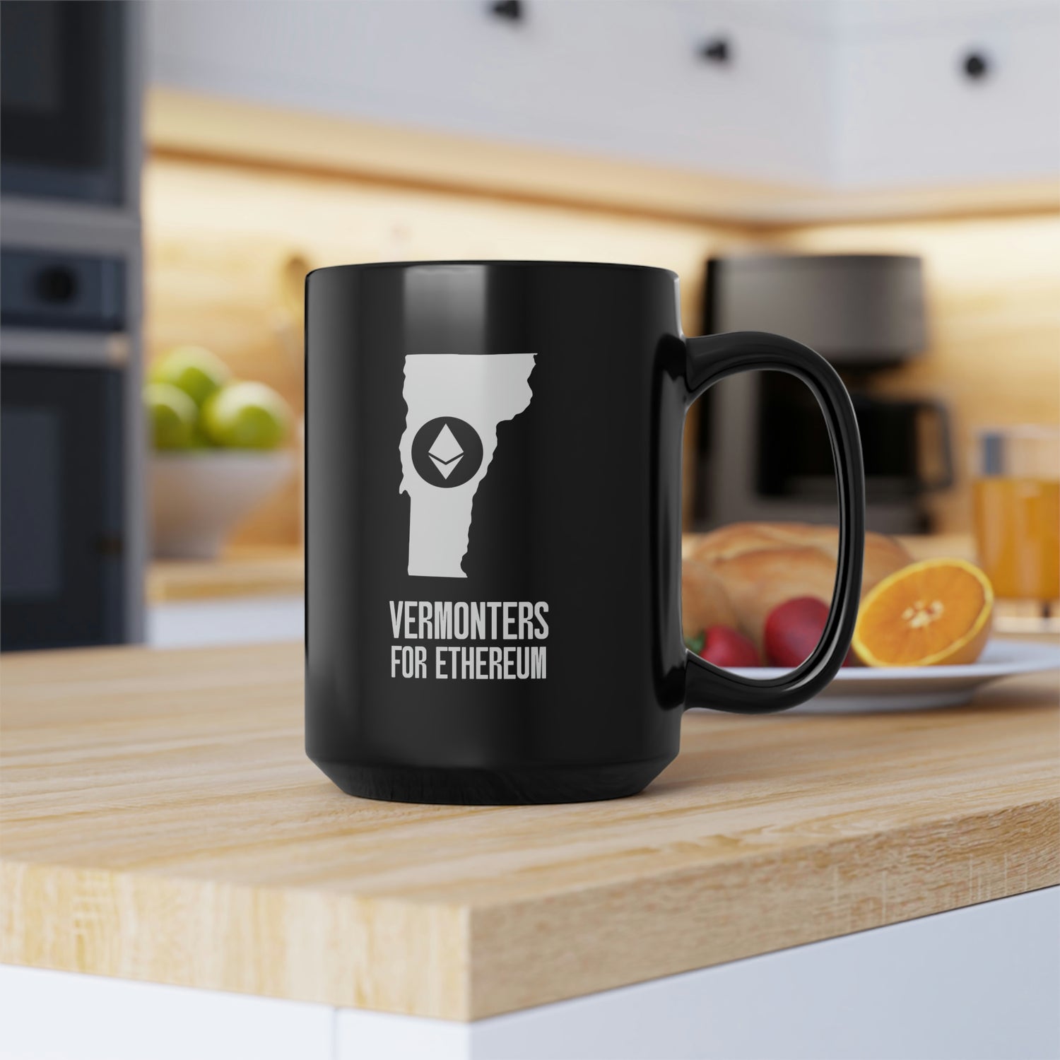 Vermonters for Ethereum | Black Mug