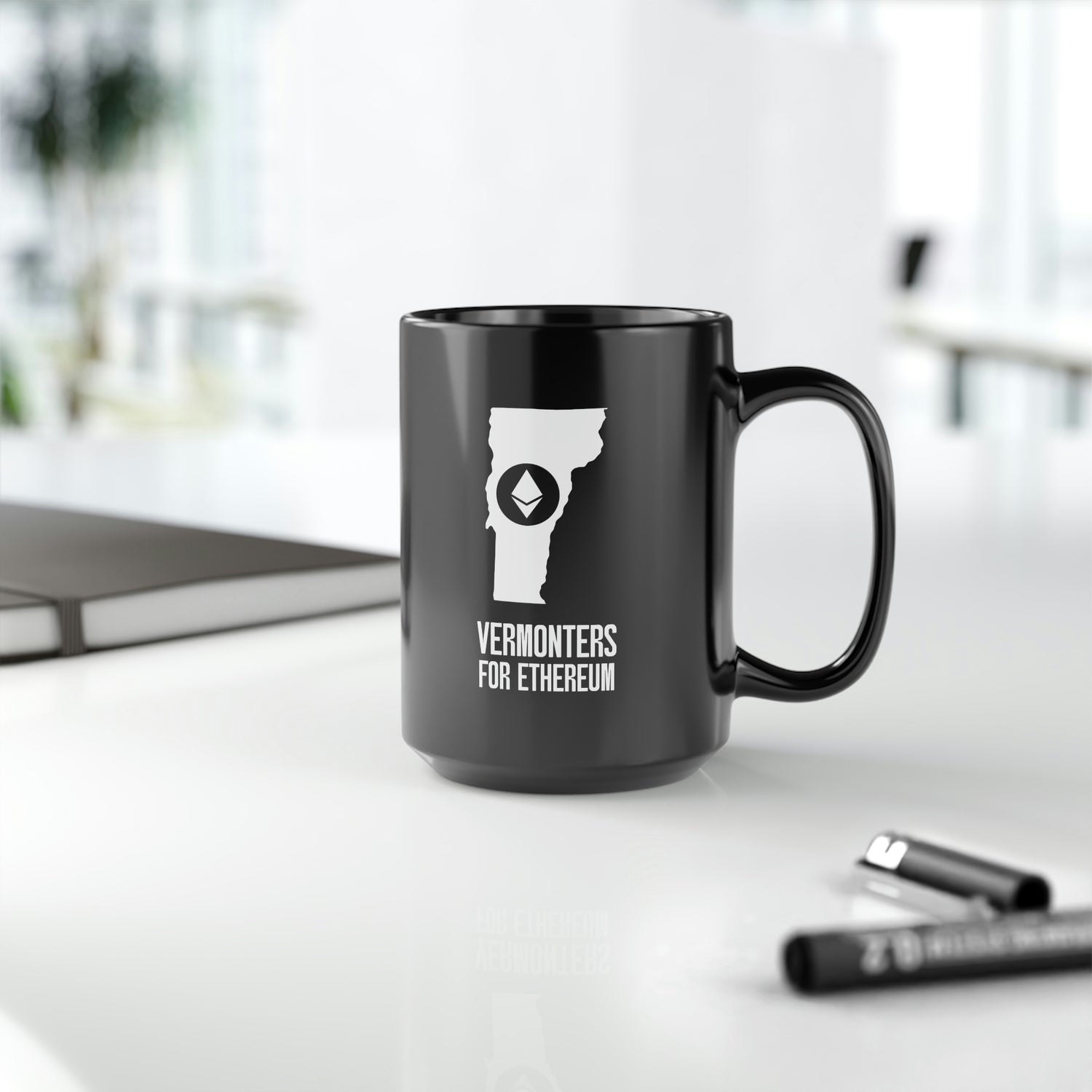 Vermonters for Ethereum | Black Mug